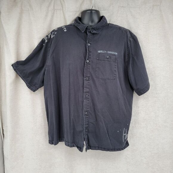 HARLEY Davidson Men's 2XL Black Bleach Style Graffiti Graphics Potato Potato - Picture 2 of 14